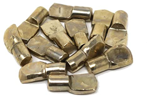 FiXte Lot de 12 chevilles de support d'étagère en acier en forme de cuillère 7 mm Finition laiton galvanisé