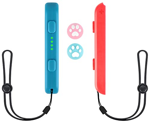 DLseego Dragonne Joy-Con Compatible avec Nintendo Switch,Manette Switch Accessoires Compatible avec NS Switch Sport Game,1 Paire Joy-Con Gamepad Poignée avec 2 Capuchon de Joystick-Rouge et Bleu