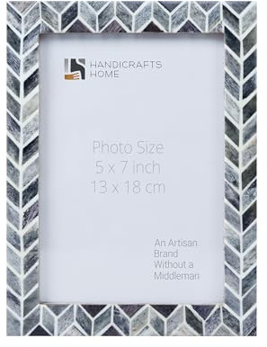 Handicrafts Home Handmade Chevron Bone Inlay Grey & White Picture Frame,6x4