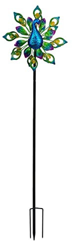 abc HOME | Gartenstecker Pfau | LED | Solarpanel | Lichtsensor | 190 cm H