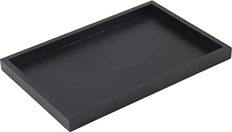 HOHXFYP Gongfu Tee Tablett,Schwarze Rechteck Tee Schalen,Langlebig und Hart Tragende Massivholz Gongfu Tee Tablett,Hoch Kanten,Servier Tablett(25 * 18 * 2cm-Schwarz)