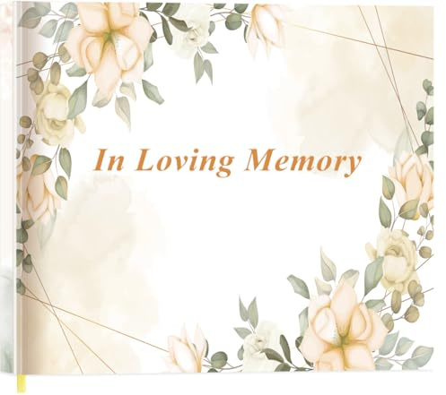 Funeral Guest Book - GuestBook for Memorial & Funeral Services, Guest Sign-in Book & Guestbook Planner, 440 Guests Entries with Name & Address, Memory Book for Funeral Guest Registry, 9 x 7, Flowers