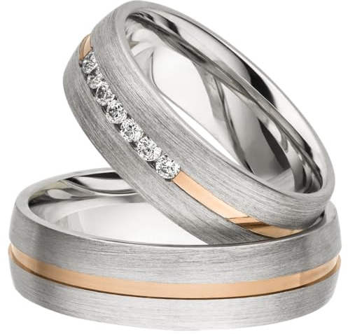 Kolibri Rings Eheringe Silber 925 Vergoldet 7 Zirkonia Steine Set - Gratis Gravur und Etui