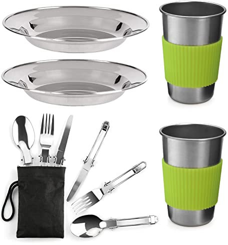 Queta Camping Cooking Utensils Set, 12Pcs Camping Kitchen Utensils Organizer Travel Set for 2-Person Cookware Camping Picnic Outdoor Hiking