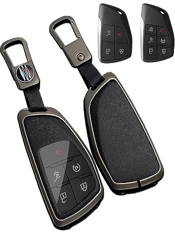 for Chevy GMC Key Fob Cover Case Metal Shell Car Smart Keys Protect Compatible 2021 2022 2023 Chevrolet Sierra Silverado Tahoe Buick (P-XFLGqh-Black)