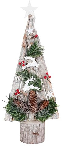 Mendler Deko-Weihnachtsbaum HWC-M16, Christbaum mit Stern Weihnachtsdekoration, Holz 57x23x10cm