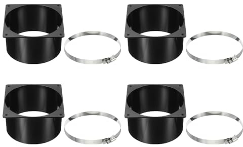 PATIKIL 5 Kanalanschluss Flansch 4 Pack Trockner Entlüftung Wandplatte Vierkant auf Rund Gerade mit Klemme für Luft Heizung Kühlung Lüftung Ablüfter Schwarz