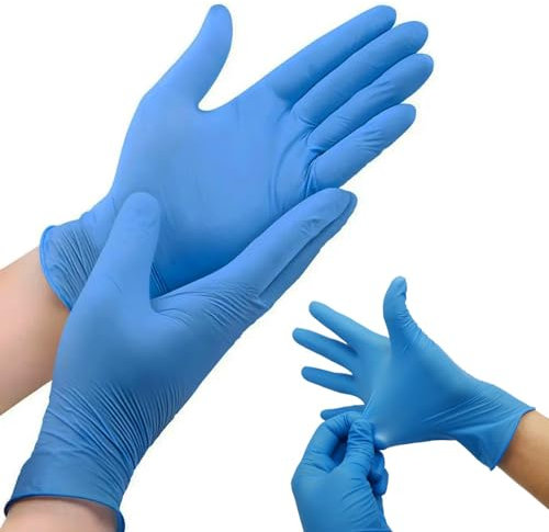 MAKREL Nitrile Multi-Purpose Disposable Gloves, Powder Free, Disposable, Extra Strong, Blue - Box of 100 (Small, 2 Boxes -200pc)