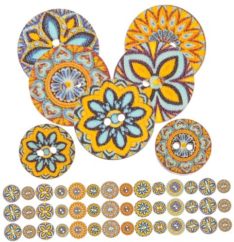 STOBOK 200stücke Farbige Holzknöpfe Für Bastelarbeiten Bohemian Design Für Kleidung Scrapbooking Und -projekte