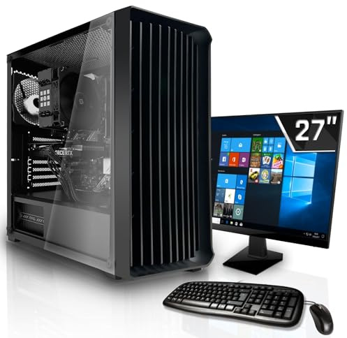 SYSTEMTREFF Office Komplett PC Set Intel Core i3-14100 4x4.7GHz | UHD 730 4K HDMI DX12 | 512GB M.2 NVMe | 16GB DDR4 RAM | WLAN Silent Desktop Paket Computer Rechner für Büro Business Multimedia