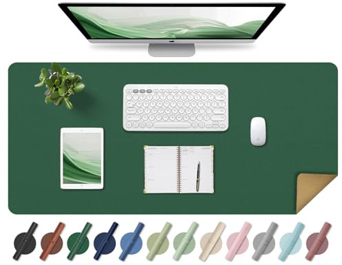 Leder-Schreibtischunterlage, Rutschfeste Große Mausunterlage, Computer- und Laptop-Matte, Schreibtisch-Schreibtischmatte für das Schreiben, Schreibtisch-Blotter-Pads Dekor (Dunkelgrün, 80x40CM)