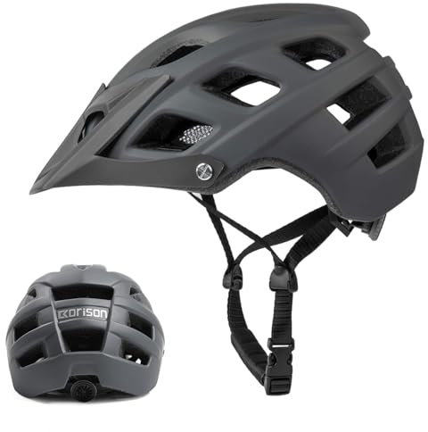 Ckorison Mountainbike-Helm für Erwachsene, Herren/Damen, leichter MTB- und Rennradhelm mit verstellbarem Visier, hochschlagfester EPS-Schaum und 21 Belüftungsöffnungen, atmungsaktiv