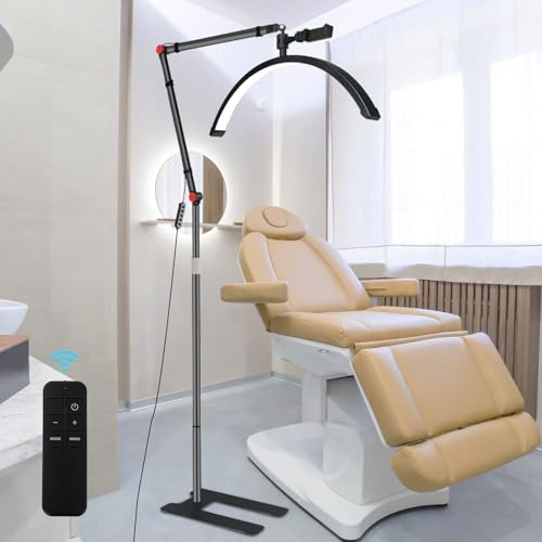 Halbmond Eyelash Lampe, 24Zoll Beauty-Lampe Stehend, Wimpern-Licht für Wimpernverlängerungen, 360° drehbarer Lichtkopf, 3 Farbtemperaturen, Halbmond-Ringlampe für Schönheit,Tattoos, Makeup Artists