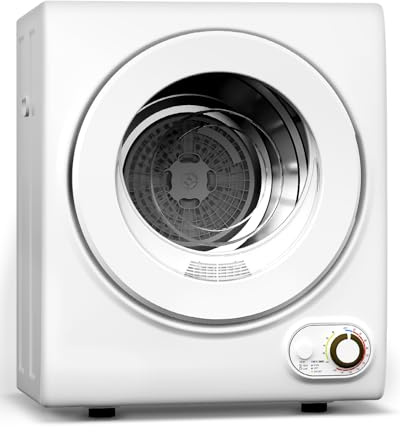 Feelfunn 110V Portable Dryer – 850W Compact Clothes Dryer with 4 Automatic Drying Modes, Stainless Steel Tub, Simple Control Knob for Apartments, Dorms & Small Spaces