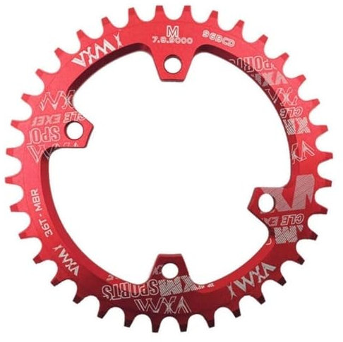 HESHUWEN Kettenblatt Runde Oval 96BCD Kettenblatt MTB Berg BCD 96 Fahrrad 30T 32T 34T 36T 38T Kurbelgarnitur Zahn Platte Teile Kettenblatt 38 ZäHne(Red 30T Round)