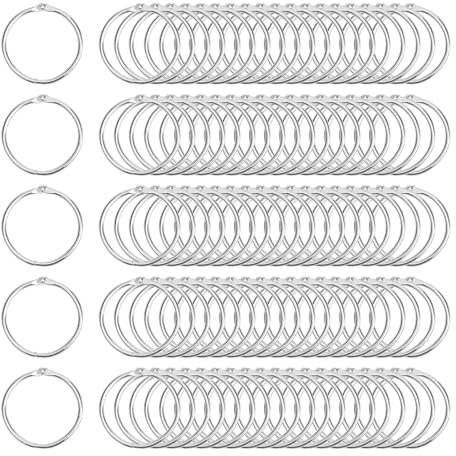 QUMENEY 150Pcs Loose Leaf Binder Rings 35mm/1.38 inch Metal Book Rings Silver Index Card for Flash Cards Papers Keychains Office Memo School Home
