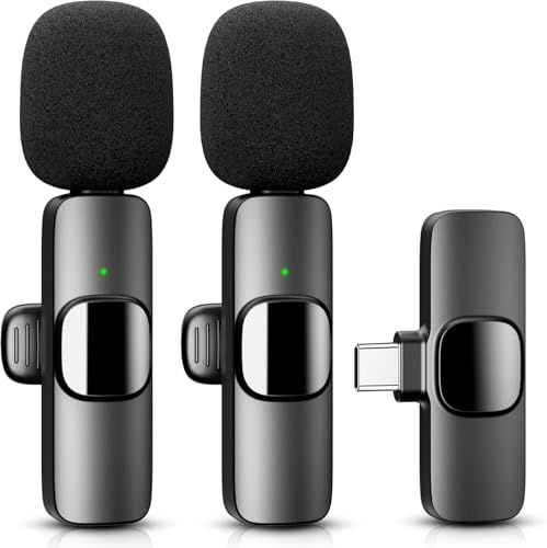 Wireless Lavalier Microphone for iPhone, iPad, Android, 2 Pack, USB-C, for Video Recording, Podcasts, TikTok