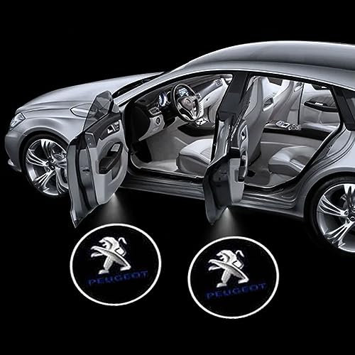 SJSHOPS LED Puddle Door Welcome Lights for Peugeot 2008/3008/4008/5008 with Logo - Courtesy Projection Ambient Lighting for Vehicle, A Black-2