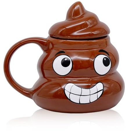 Creative Poop - Taza 3D divertida de cerámica con tapa, taza de 400 ml, idea de regalos creativos