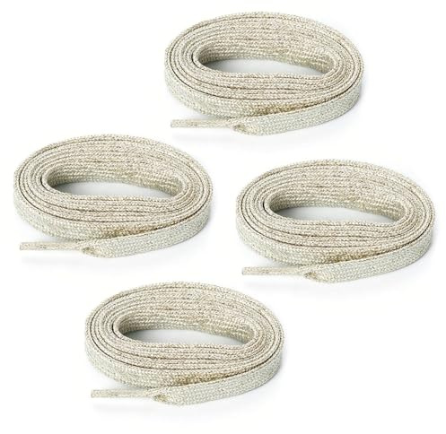 Leliafleury 2 Pairs Glitter Flat Shoelaces 120cm*10mm Metallic Glitter Shoelaces Sparkly Shoe Laces Replacement Shoe Laces for Sneakers Skate Boots Sport