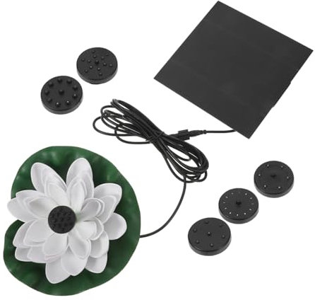 Kisangel 1set Fontana Galleggiante Solare Forma Di Loto Per Decorazione Giardino e Bacini Funzione Bagno Per Uccelli e Facile Da Usare
