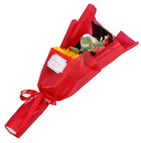 Mikikit Ramo De Graduación Con Oso De Peluche y Girasol Artificial Bouquet Decorativo Para Fiestas De Graduación