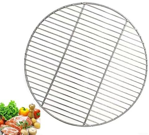 Griglia rotonda in acciaio inox, 30 cm, 35 cm, accessorio portatile in acciaio inox lucido, teglia da forno per campeggio, picnic, giardino (35 cm)