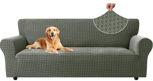 YSTELLAA Sofa Überzug 3 Sitzer, Sofabezug Weihnachtsdeko, Waschbar Sofaüberwürfe Stretch, Couch Überzug Kratzfest, Sofaschoner rutschfest, Couch Cover Für Katze Hunde, Sofa Cover, Militärgrün