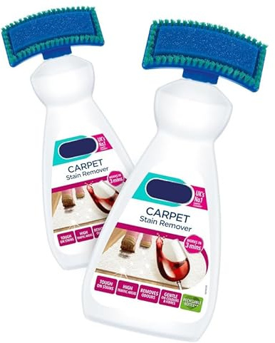 RYYN® 2 Carpet Stain Remover with Brush Applicator 650ml Eliminates Tough Stains Odours from Pet Spills Food Drink for Home and Office Use(2 Pack)