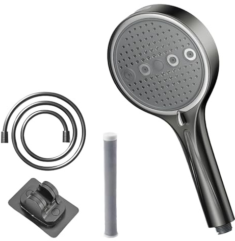 Pommeau de douche,douchette avec tuyau et supports, douchettes à main avec filtre et 6 modes sélectionnables,douche à effet pluie économe en eau pour faible pression d'eau (Moderne)