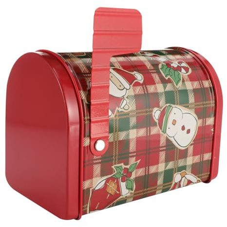 TOYZFRIENDY Caja De Lata Creativa Para Navidad Forma De Buzón Caja De Hojalata Para Envolver Dulces y Regalos Navideña