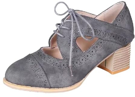 Damen Velours Dirndlschuhe Mit Riemchen Elegante Tanzschuhe Fesselriemchen Absatz Schuhe Für Hochzeit Oktoberfest Und Party (Grey, 38)