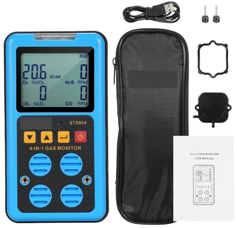 Rastreador De Gas Profesional 4 En 1 Monitor Detector Recargable H₂S O₂ CO LEL Múltiple con Alarma Precisión Rápida