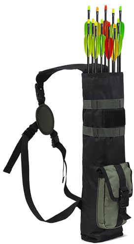 Skdqiee Archery Back Arrow Quiver, Lightweight Arrow Quiver with Quick Release Buckle, 19.7 in Arrow Holder, Adjustable Shoulder Strap for Outdoor Hunting
