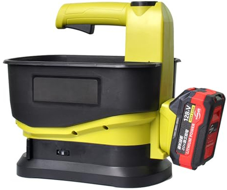 Esparcidor de Semillas Inalámbrico 5,5L – Portátil con Batería 4,0Ah para Fertilizante y Semillas de Césped, Flujo y Velocidad Ajustables, para Jardín Todo el Año y Sal Deshielante