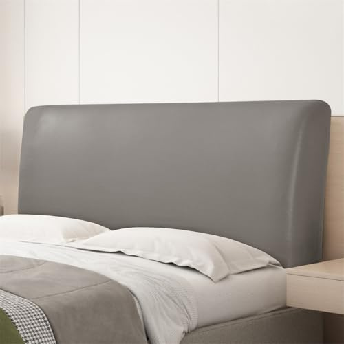 Odot Bett Kopfteil Bezug, Bettkopfteil Bezug Wasserfestes PU-Leder Stretch Staubdicht Universell All-Inclusive Bettkopfteil Hussen für Schlafzimmer Gepolsterte Kopfteil Bett (Taupe,180-200cm)