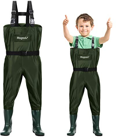 Magreel Child Chest Waders Waterproof Nylon Youth Waders with Boots Fishing, Hunting Wader for Toddler Children Boys Girls, 4/5 Little Kids