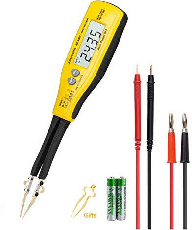 Digital SMD Messgerät AP-990C Smart Smd Tester Handdioden-Widerstandsmessgerät Smart Pinzette Digital-Multimeter Widerstand Kapazität 2 Pin mit Diodenprüfung+Auto Aus+Durchgangssummer+Batterietest