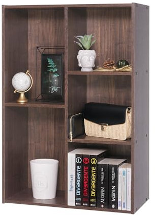 Iris Ohyama Bücherregal, 5 Etagen, 60cm breit, Braun, Vielseitig, Modular, Offenes Regal, Für Wohnzimmer, Büro, Schlafzimmer, Platzsparend, Bücher, CD, Dekor, Einfacher Aufbau, CX-23C