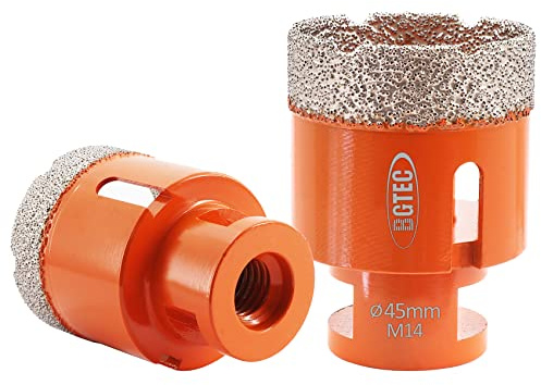 BGTEC Dry Diamond Core Drill Bits for Porcelain Tile Ceramic Marble Brick M14 Thread 2pcs Diameter 45mm