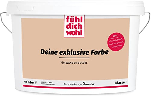 derendo Fühl Dich Wohl Deine Farbe beige, matte Wandfarbe beige, hohe Deckkraft (10L, Dunkelbeige)