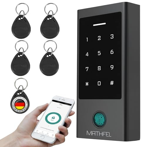 MATHFEL Smart Lock Zugangssystem mit Fingerabdruck & RFID – Elektronisches Türschloss für Haustür, IP66, Code & Transponder, Elektrisches Türschloss Außen, Automatisches Smartes Türschloss