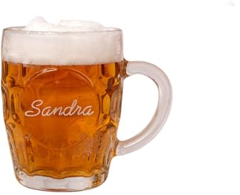 Regalo Original - Jarra Cerveza Bávara Personalizada - Vidrio Grabado Estilo Alemán - 55 cl - Color Transparente - Con Nombre o Texto