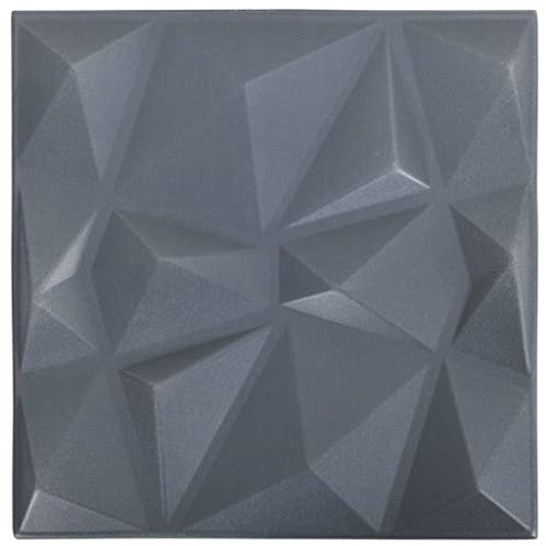 vidaXL 24x 3D Wandpaneel Wandpaneele Deckenpaneele Deckenplatten Platten Paneele Wandverkleidung Tapete Wanddekoration 50x50cm Diamant Grau 6m²