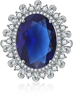 Aotiwe Art Deco Schmuck Damen, Freundschaftsringe Beste Freundin Ovale Form Kubischer Zirkon Saphir Kupfer Adjustable