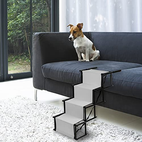 Hunderampe für Hunde, Treppe für große und kleine Hunde, Hunderampe für Auto, Sofa oder Bett, rutschfest, belastbar bis 80 kg (hellgrau)
