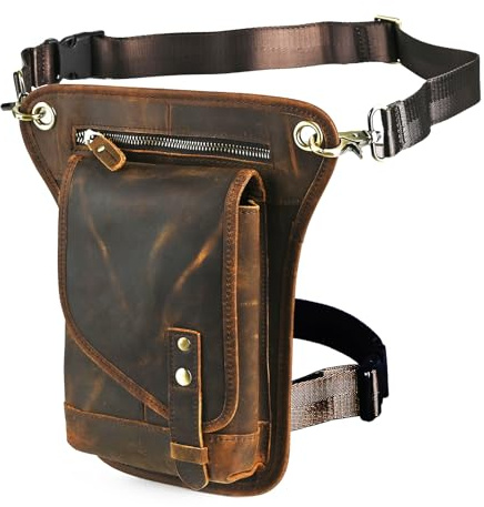 Herren Canvas + Leder Motorrad Reiten Tasche Beinbeutel Beintasche Außenbeintasche Hüfttasche Drop Leg Tasche FB211-6