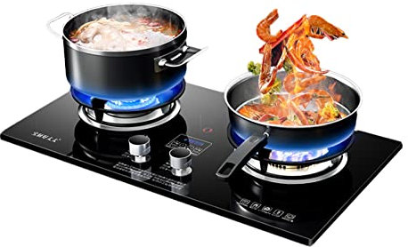 Cuisinière À Gaz Table De Cuisson 2 Brûleurs, Plaque De Cuisson À Gaz Portable En Acier Inoxydable GPL/NG Double Carburant Facile À Nettoyer For Camping-cars, Cuisinière D'appartements GPL/NG (Size :