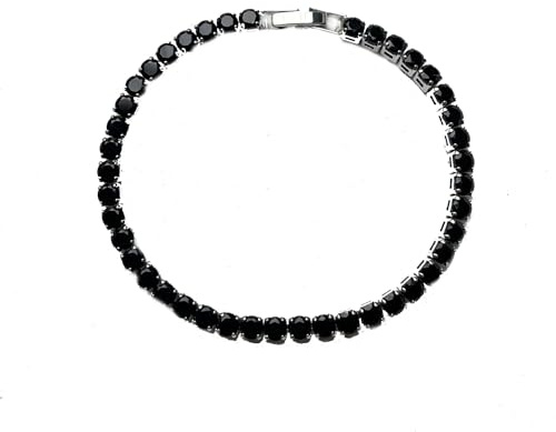 Herren Jungen Tennis Armband Strass Schwarz Elegant Mode Sport Armband