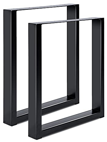 Magnetic Mobel 2 x Tischbeine aus Metall für Schreibtisch Esstisch, Möbelfüße Tischgestell Tischuntergestell Tischkufen (Schwarz | Profil 8x4 cm, 70x72 cm)